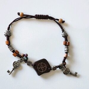 Beaded Bracelet‎ Ajustable Knotted Skeleton Keys Anklet Boho Beads Jewelry Key